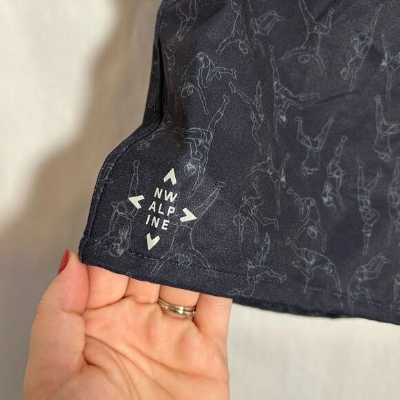 NW Alpine Mens Shorts Swim Trunks M Navy Blue Printed USA Made - Picture 6 of 7